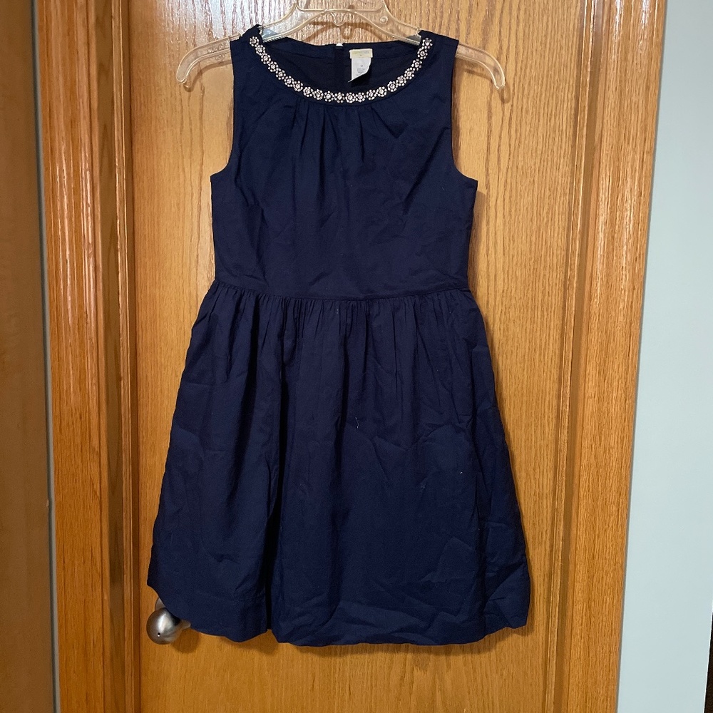 CREWCUTS Navy Sleeveless Dress w/Rhinestones Around Neck Size 12